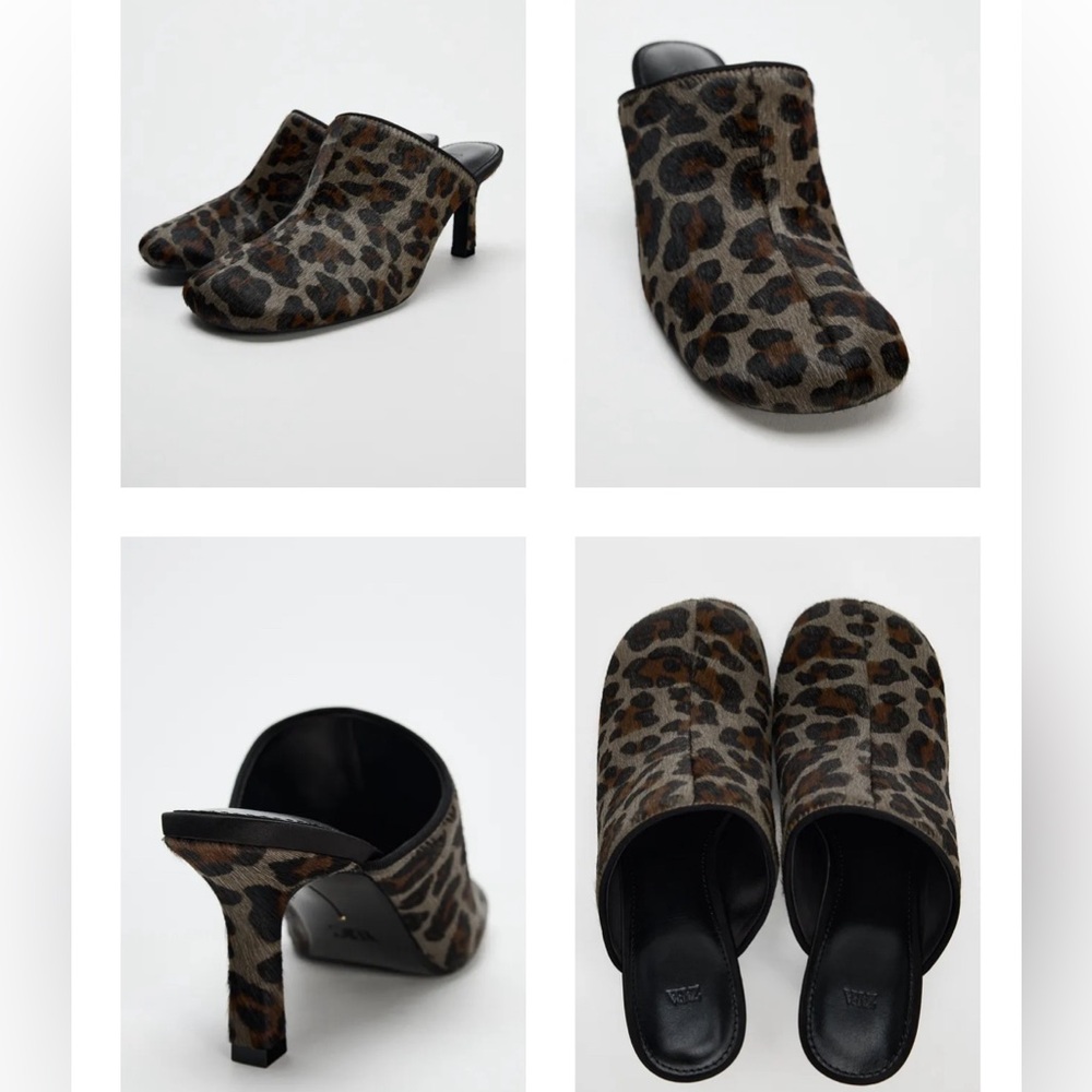 NWT Zara Leopard Print Women's Mules, US 7.5/EUR 38